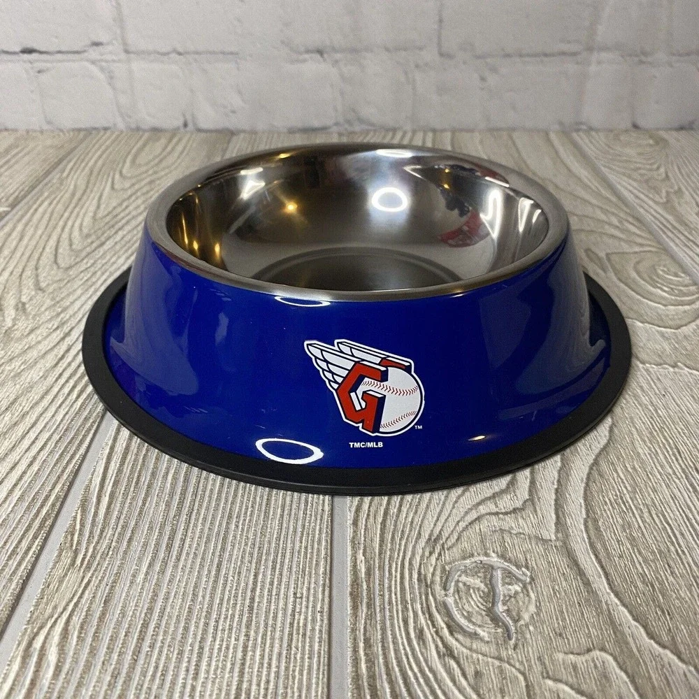 Cleveland Guardians Logo Non Slip Dog Cat Food Water Bowl Stainless Steel New